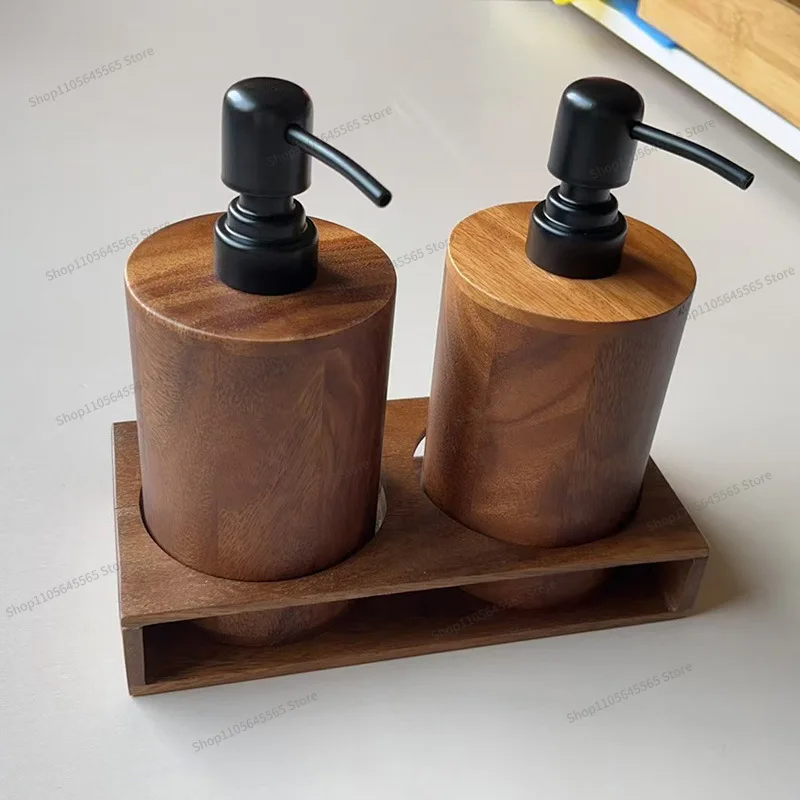 For solid wood press lotion bottle solid wood sub-packaging empty bottle light luxury hand sanitizer body wash shampoo jar