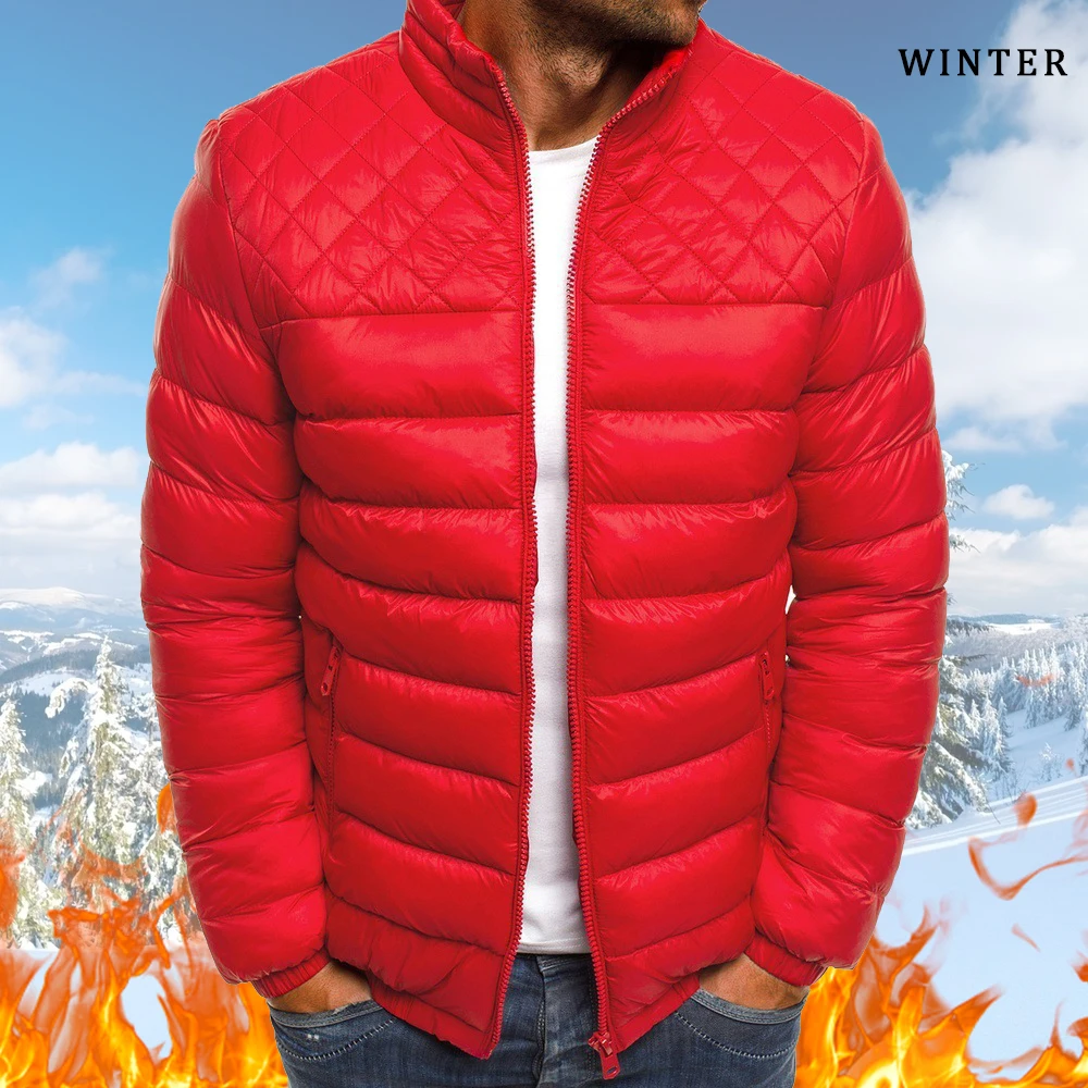 High Quality Men Down Jacket Winter Thick Warm Coats Solid Color Fashion Casual Zip Up Jackets Lightweight Male Thermal Clothing