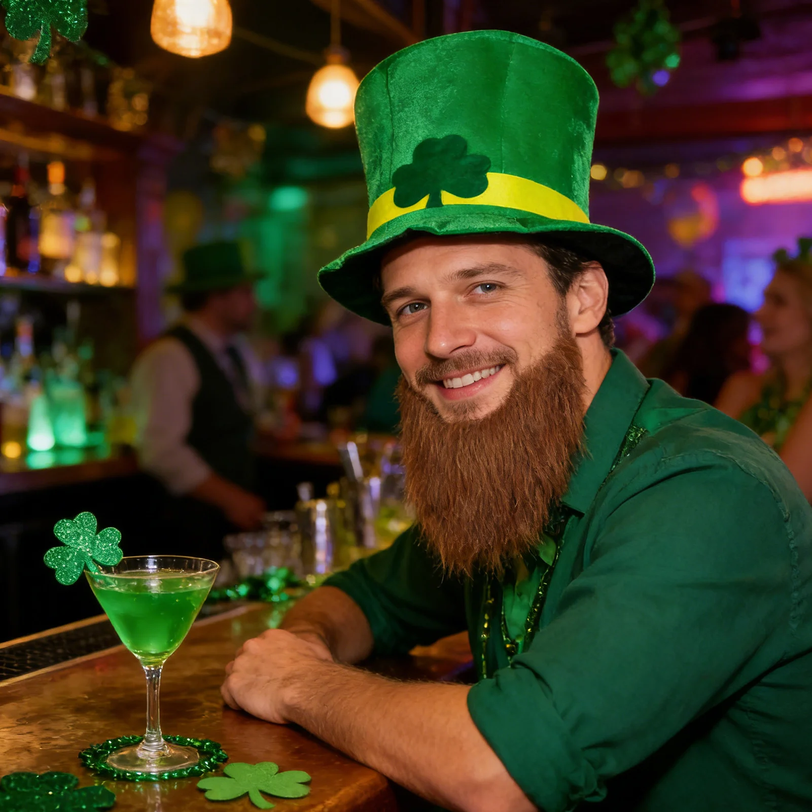 

Irish Green Leprechaun Top Hat St Patricks Day Soft Cap with Black Leather Belt Decoration for Party Costume and Celebration