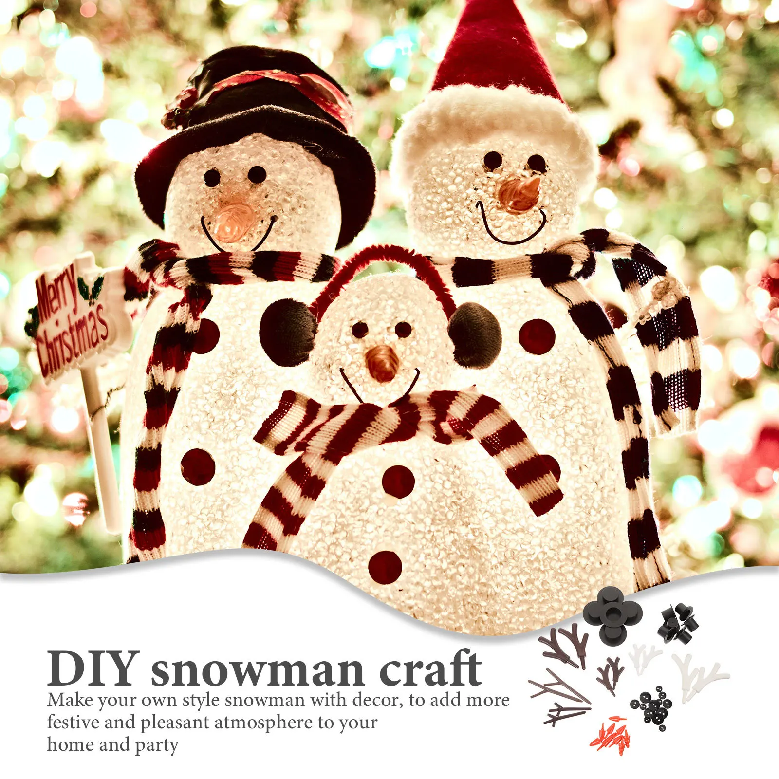 

1Set DIY Materials Kit Kindergarten Xmas Party Decorative Snowman Craft Supplies Snowman Making Xmas Decor DIY Crafts Material