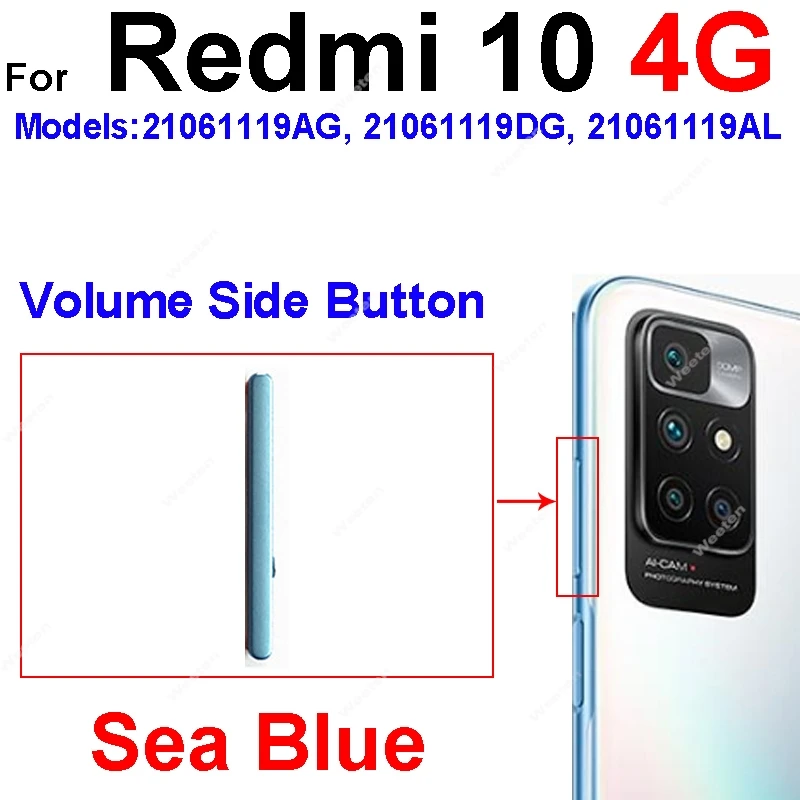 For Xiaomi Redmi 10 10A 10C 4G 5G Power Volume Side Buttons On OFF Power Button Volume Up Down Control Side Keys Repair Parts