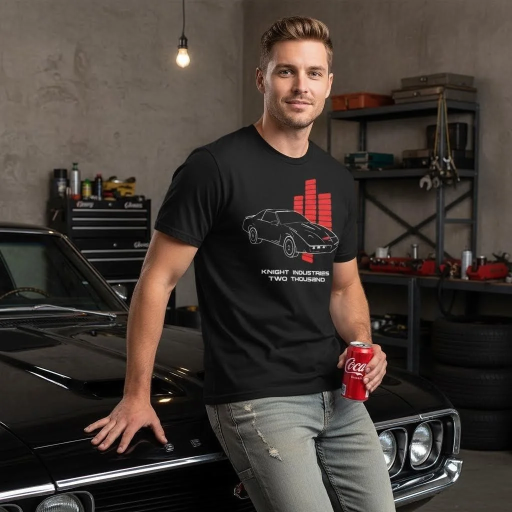 Knight Rider KITT Knight Industries Two Thousand Graphic Tee 80s TV Show Car Casual Short Sleeve T-Shirt for Retro Fans - view 2