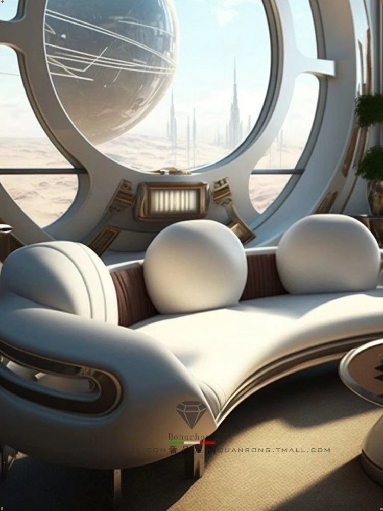 Zaawansowany zmysł projektowy, kreatywna zakrzywiona narożna sofa, wyczucie technologii w kształcie słuchawek, sofa recepcyjna w holu