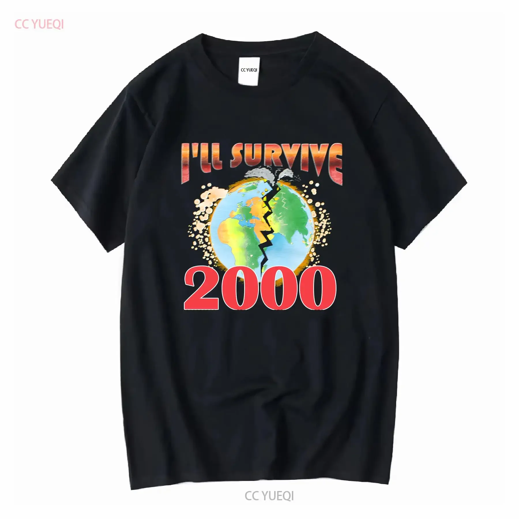 Vintage 90s T Shirt puff print mens XL I'll Survive 2000 long or short sleeves vintage Washed Stylish Soft