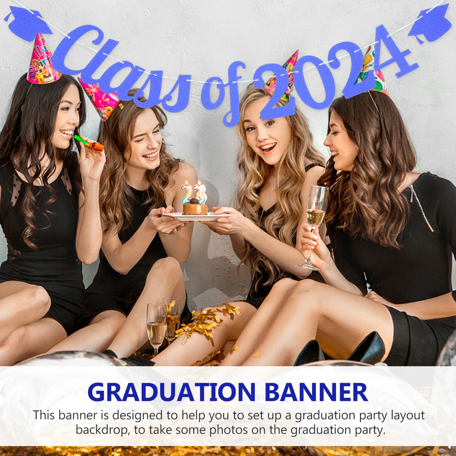 

1Set Graduation Banner Class of 2024 Decorative Hanging Graduation Party Background Banner Wall Decor Photo Prop