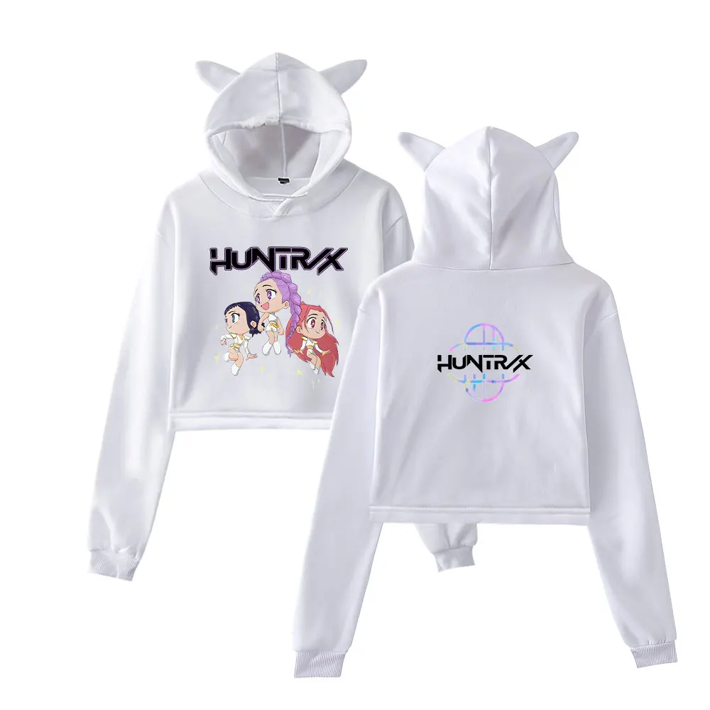KPop Demon Hunters 2025 Merch Hoodies Sweatshirt for Girls Cat Ear Crop Pullover Casual Clothes