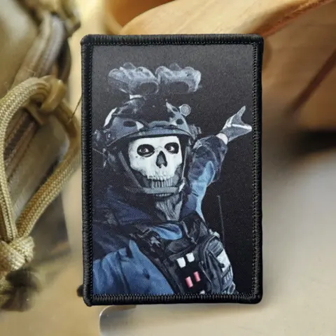 Chevron Morale Badge Skeleton Printed Hook and Loop Patches for Clothing Military Army Armband Back Packaging Sticker