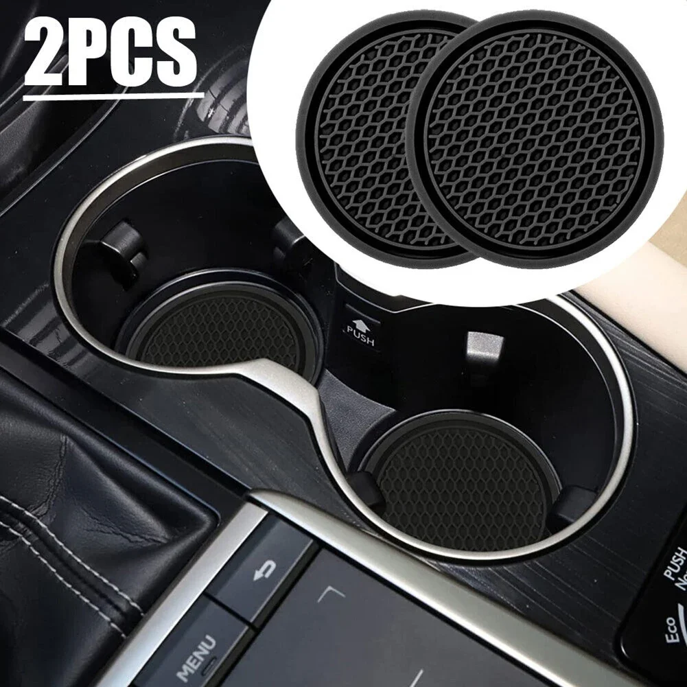 2pcs Black Car Auto Cup Holder Anti Slip Insert Coasters Pads Interior Accessories For Most Cups Accessories