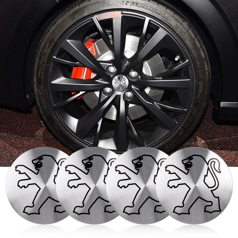 4pcs Auto Emblem Wheel Hub Cap Stickers Car Tire Center Cover Decal Accessories For Peugeot 206 208 3008 308 207 508 107 307 408