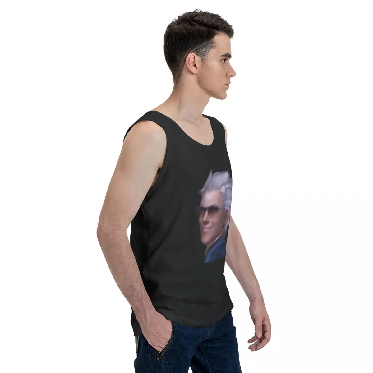 Vergil From The Devil May Cry Series 100% Cotton Men's Sweatshirt Vest Sleeveless Clothing Tees Men Tank Tops T-shirt