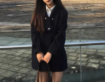 Autumn Winter Warmth College Women Horn Buckle Medium Long Woolen Coats Thickened Versatile Age Reduction Loose Fashion JK Coat