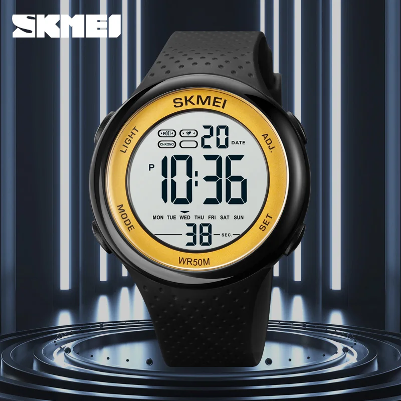 SKMEI Fashion LED Electronic Sport Watches Count Down Stopwatch Clock 5Bar Waterproof Men Wristwatch montre homme Watch 1856