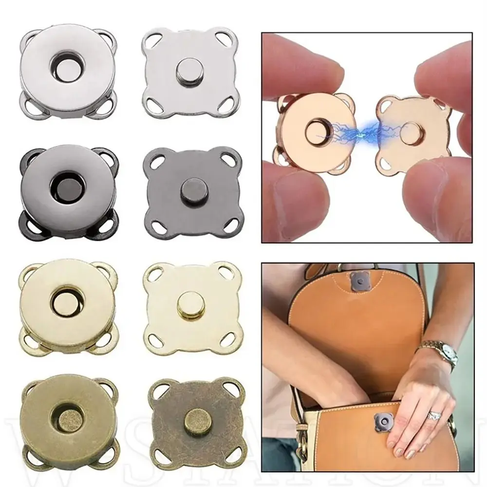 

1Pair Plum Blossom Metal Buttons 14/18mm Self-Sewing For Clothes Bags Fasteners Clasps Buttons Adsorption Buckle Snap Buttons