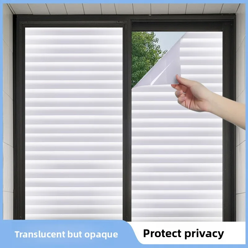 Privacy Protection Frosted Glass Sticker for Office Bathroom Window Transparent And Opaque Design Modern Minimalist Style PVC...