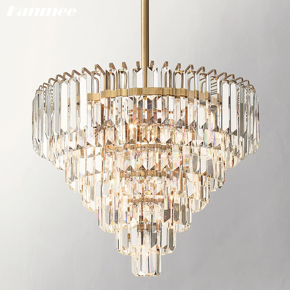 Modern Chandelier Lighting for Living Room Mirabella Crystal Chandelier Brass Round Light Fixture Bedroom Tiered Cristal Lamps