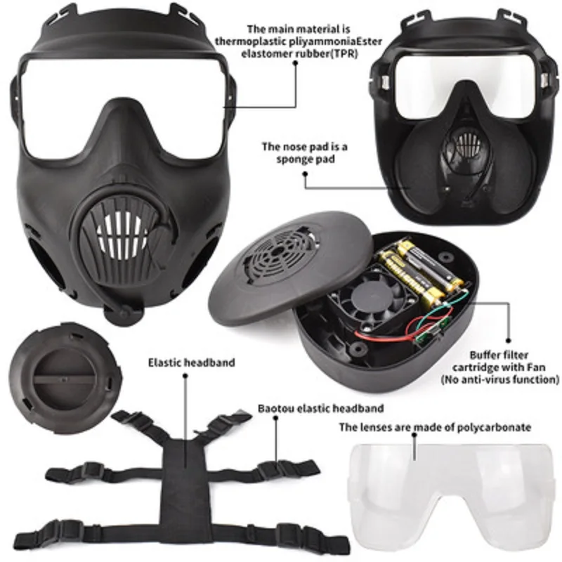 Maschera antipolvere protettiva per respiratore tattico M50 maschera antigas integrale per tiro softair caccia equitazione CS gioco protezione