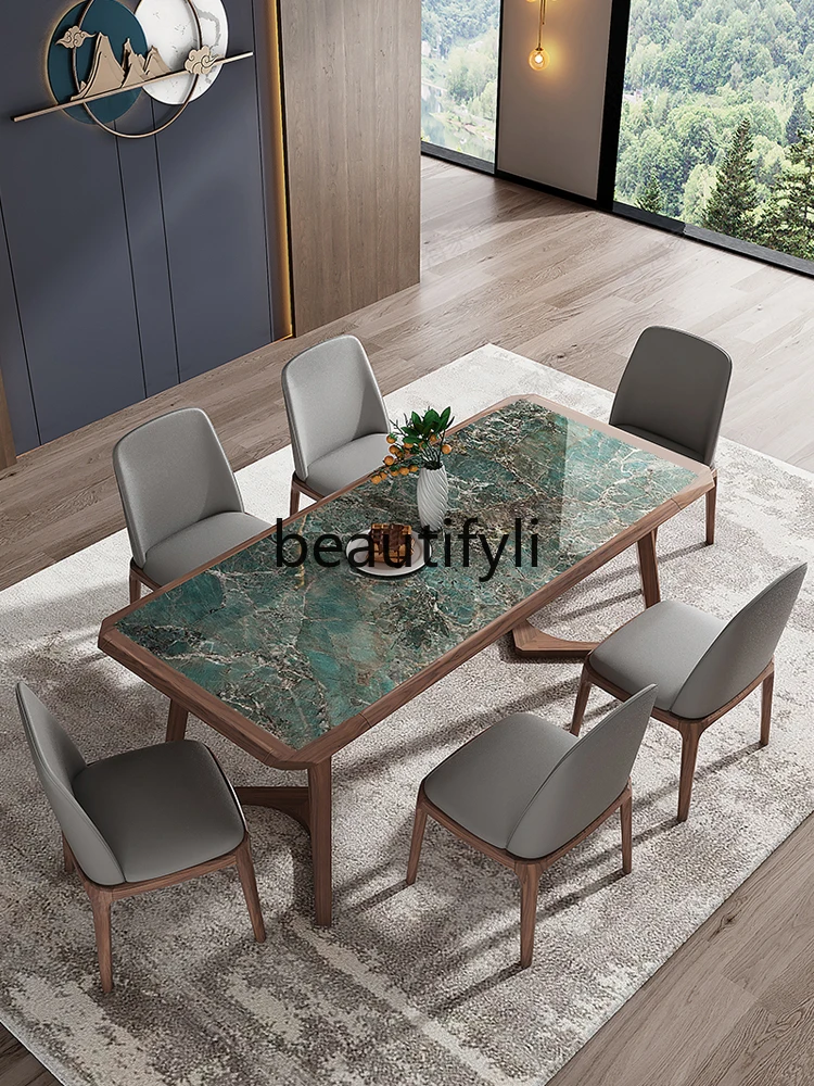 

Light luxury household solid wood black walnut high-end imported Italian Pandora luxury stone