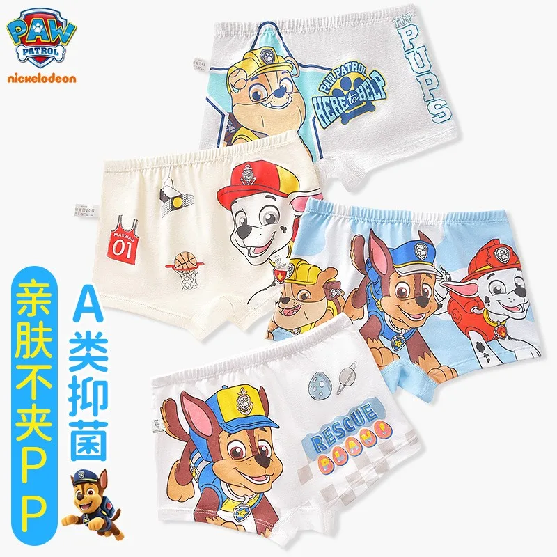 Original Paw Patrol 4PCS Children Underwear Boys Cotton Underpants Flat angle Antibacterial Underwear Boxer Shorts High Quality