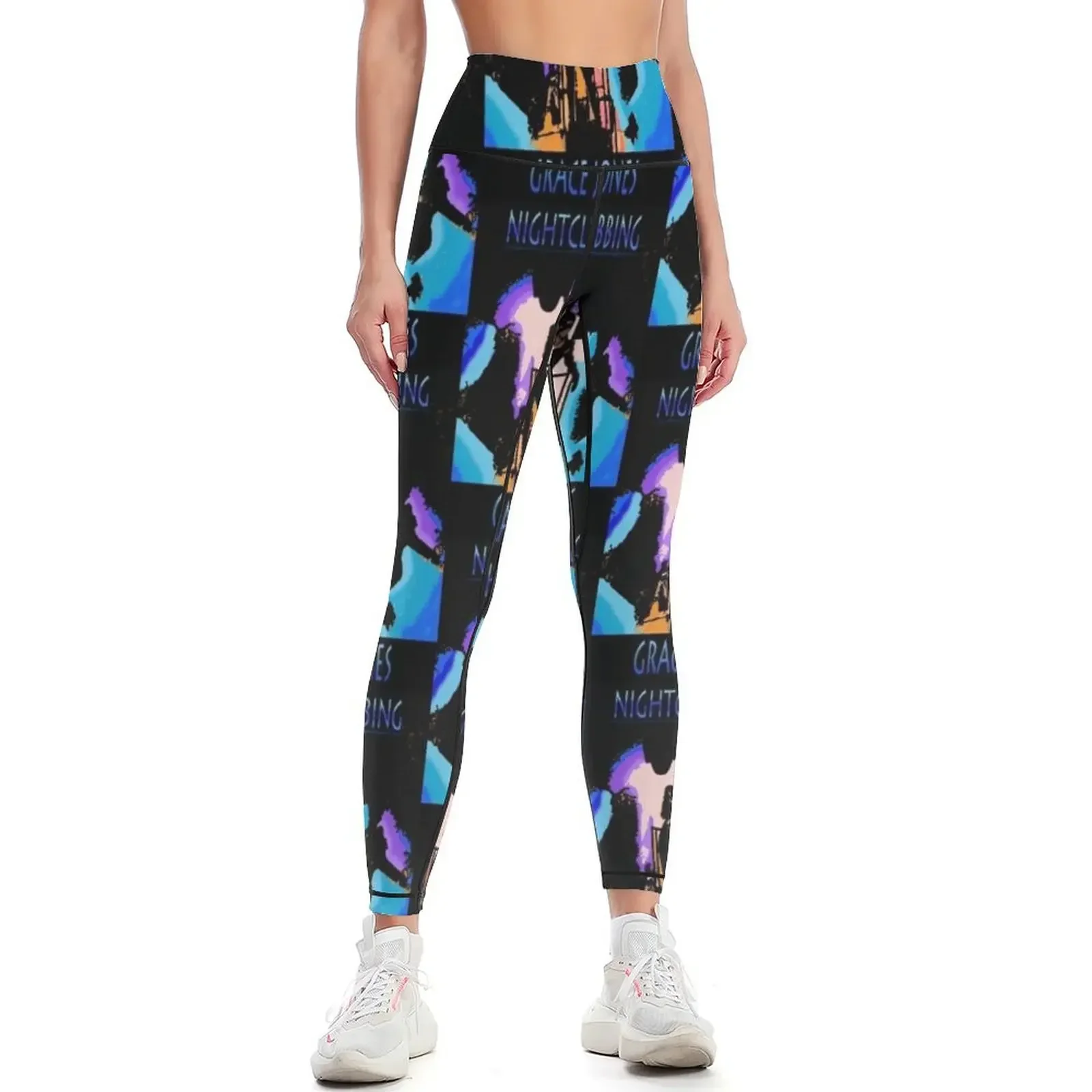 

Great Divas Miss Grace Jones Nightclubbing Blue Leggings gym top Women's sports Pants sport Womens Leggings