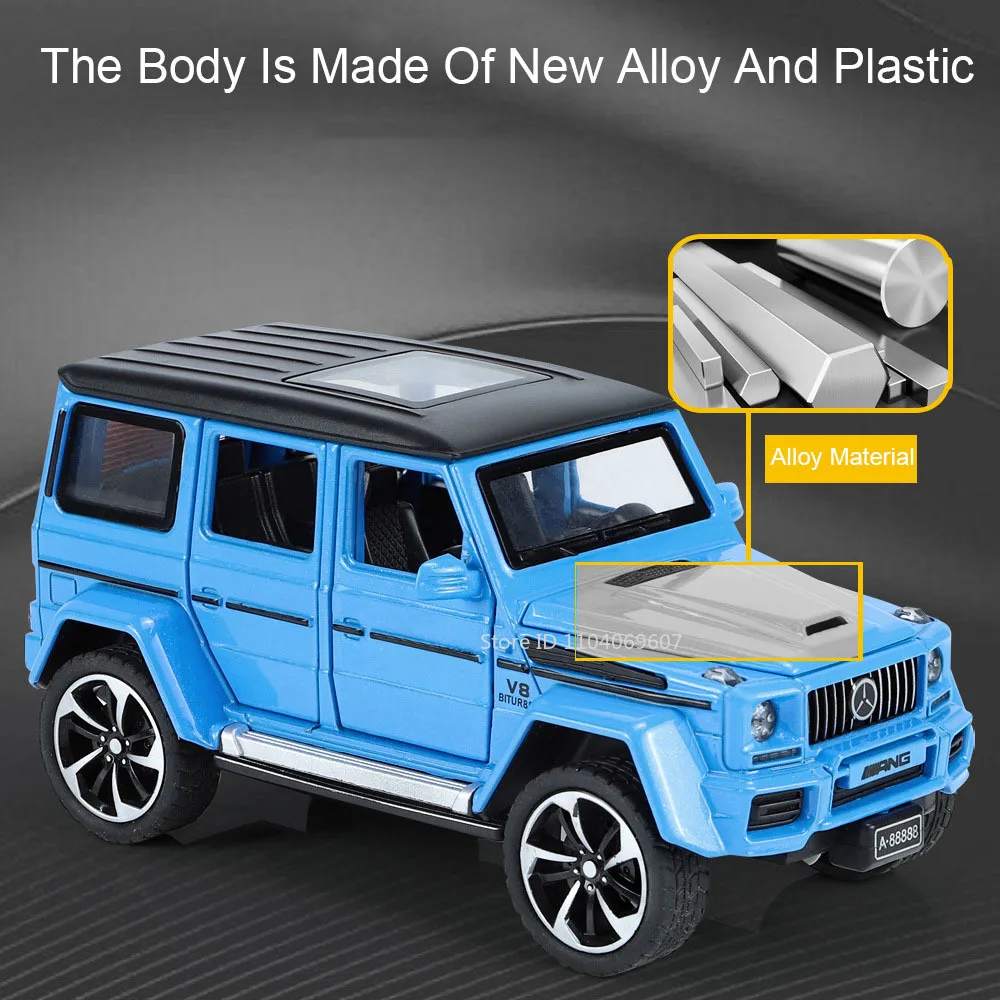 1:32 G63 Simulation Model Toy Cars Alloy Diecast Off-road Vehicles 6 Doors Opened Sound Light Pull Back Vehicle Toys Kids Gifts