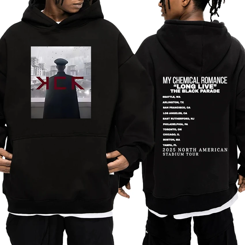 

Rock Band My Chemical Romance 2025 Tour Double Sided printed Hoodie Autumn Winter Unisex streetwear Men women Fleece pullover