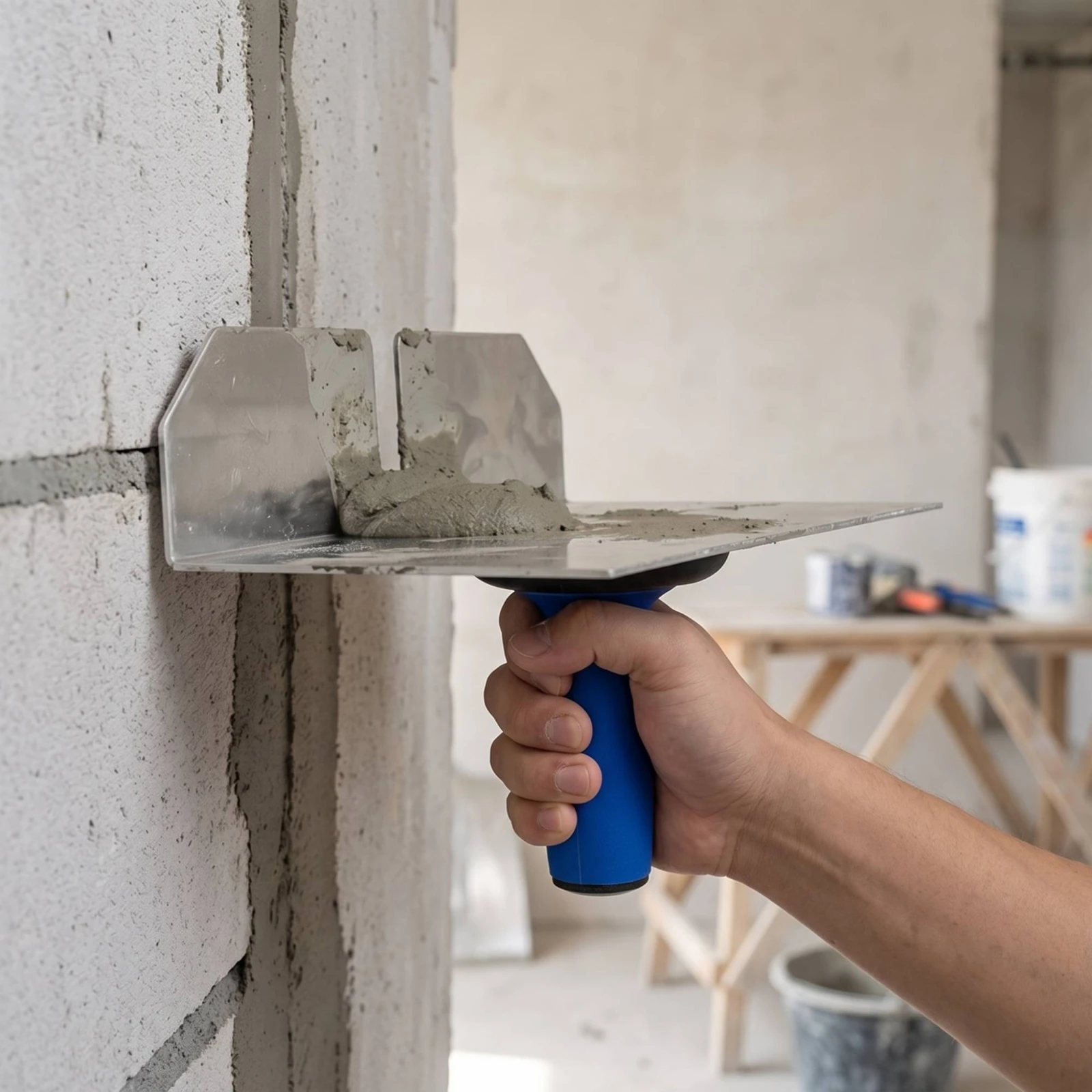 Aluminum Plastering Hawk Flat-Surface Masonry Hawk Mortar Board with Handle Lightweight Grout Tool with Plastic Handle Ergonomic