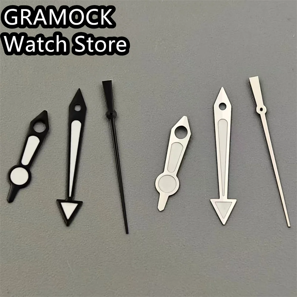 GRAMOCK Watch Hands Silver Black Hands Green Luminous Fit NH35 NH36 Movement