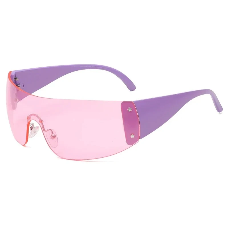 

WOWSUN Y2K Conjoined Five-pointed Star Rimless Sunglasses New Fashion Personality Trend Millennium Sports Glasses AA147