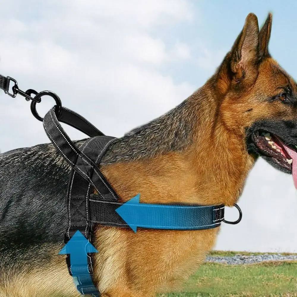 Nylon Pet Walking Harness Vest Adjustable with Reflective Strips Walking Dog Leash Vest Explosion-proof Wear-resistant