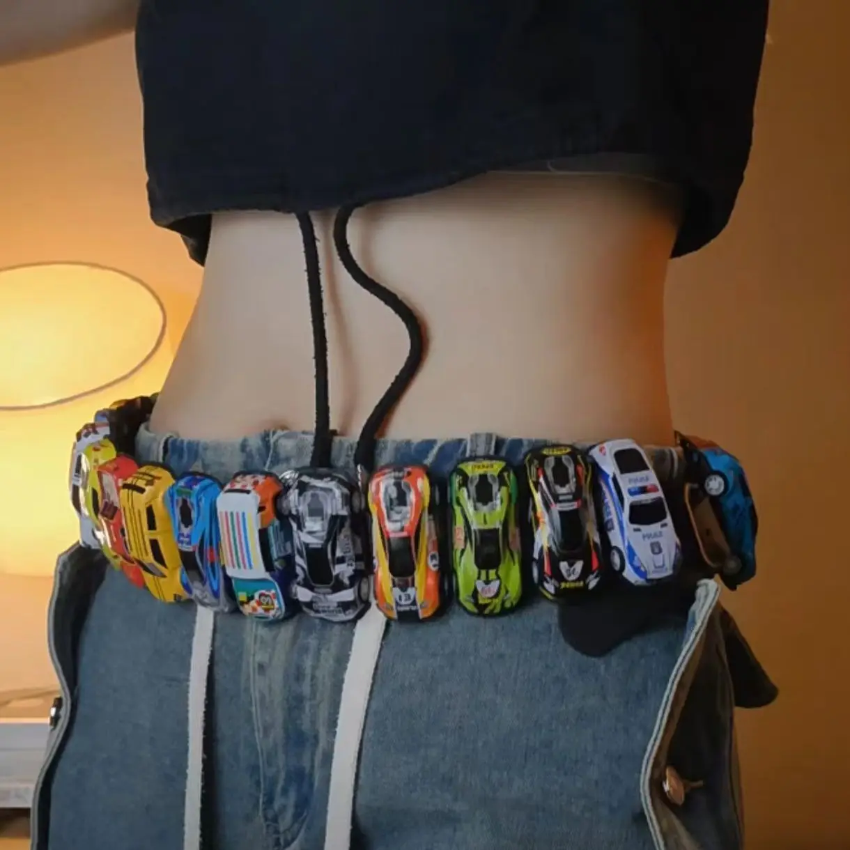 Creative Racing Model Belt Y2k Streetwear 18pcs Cars Model Decorative Belt For Men Women Clothes Accessories