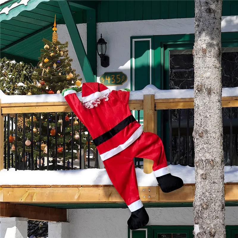 Christmas Santa Climbing Wall Decoration Xmas Indoor Outdoor Home Garden Family Prop Lawn Decoration Soft And Skin Friendly