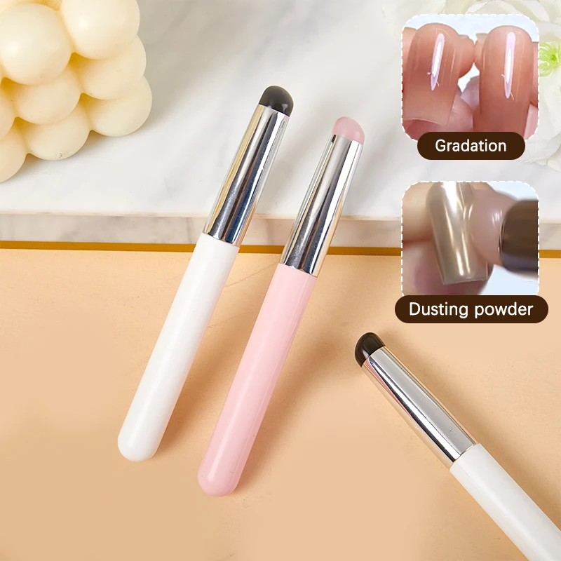 Nail Art Silicone Applicator Stick Chrome Pigment Dust Applying Gradient Shading Pen Easy-Daub Powder Silicone Nail Brush Tool