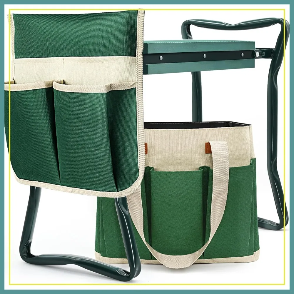 

Foldable Garden Kneeler and Seat with Tool Pouch & Gloves, Gift for Gardeners