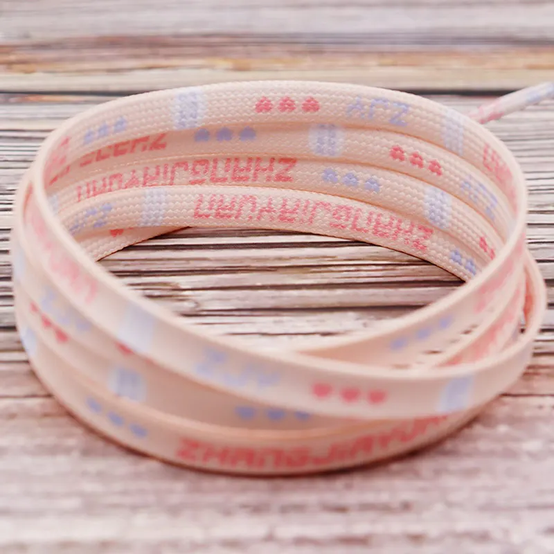 Weiou Official Wholesale Lacet 7MM Heat Transfer Printed Pink String Lovely Flat Sublimation Tape Charmed Girl Canvas Cute Cord