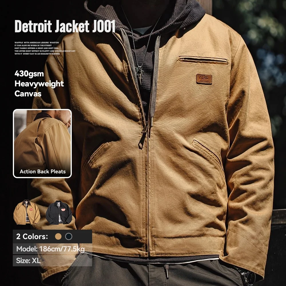 

Maden Retro Interstellar Same Style J001 Jacket Canvas Detroit Hunting Jacket Heavyweight Pocket Work Jacket Lapel Collar Coat