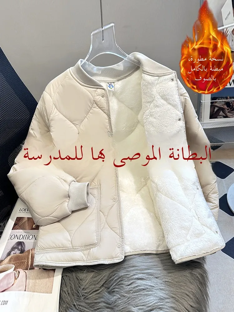 

Рекомендованная школой женская утепленная хлопковая куртка на флисовой подкладке с внутренней жилеткой, теплая, для школьной формы, зимняя, для поездок на работу, укороченная модель