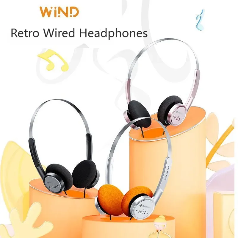 

Retro Style Wired Headphones With 3.5mm Audio and Mic 40mm Dynamic Driver Lossless HIFI Sound Quality Lightweight Girls Headset