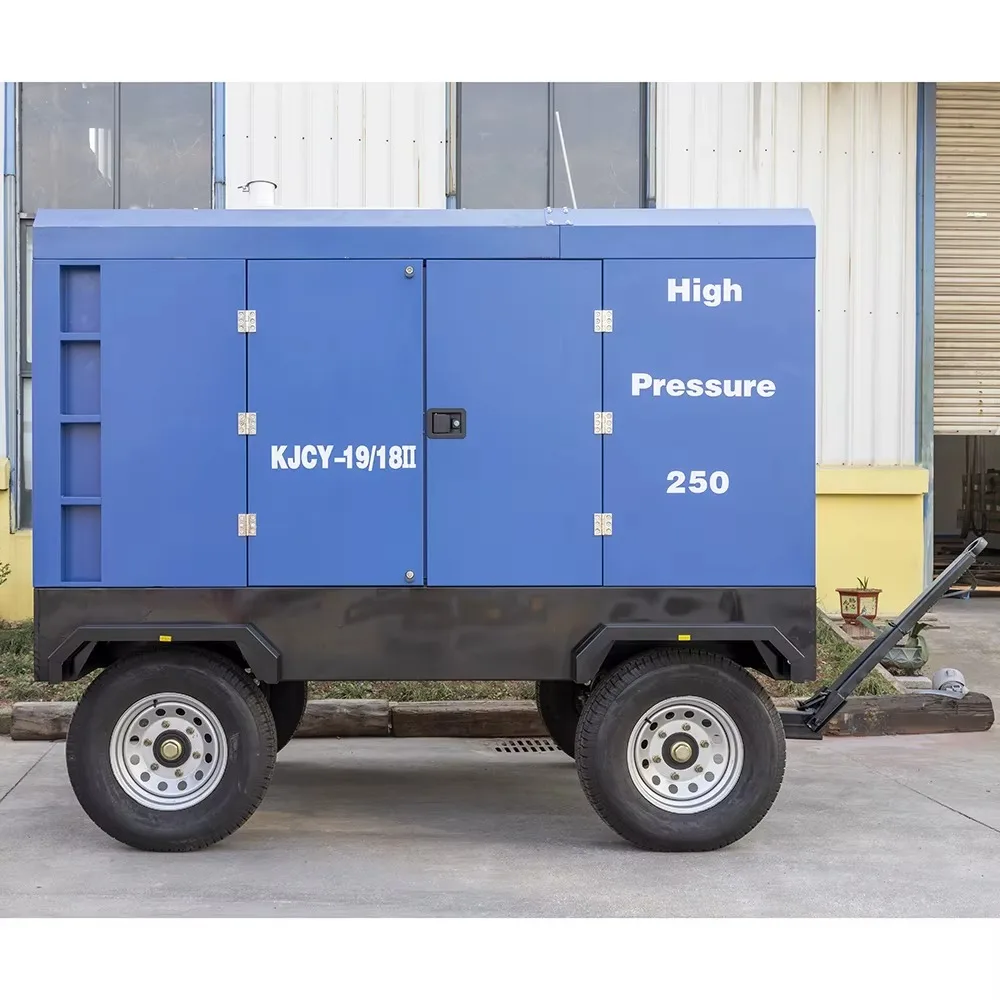8 Bar 185cfm Mobile Diesel Screw Air Compressor Industrial Portable Air Compressor with Wheels for Mining and Construction