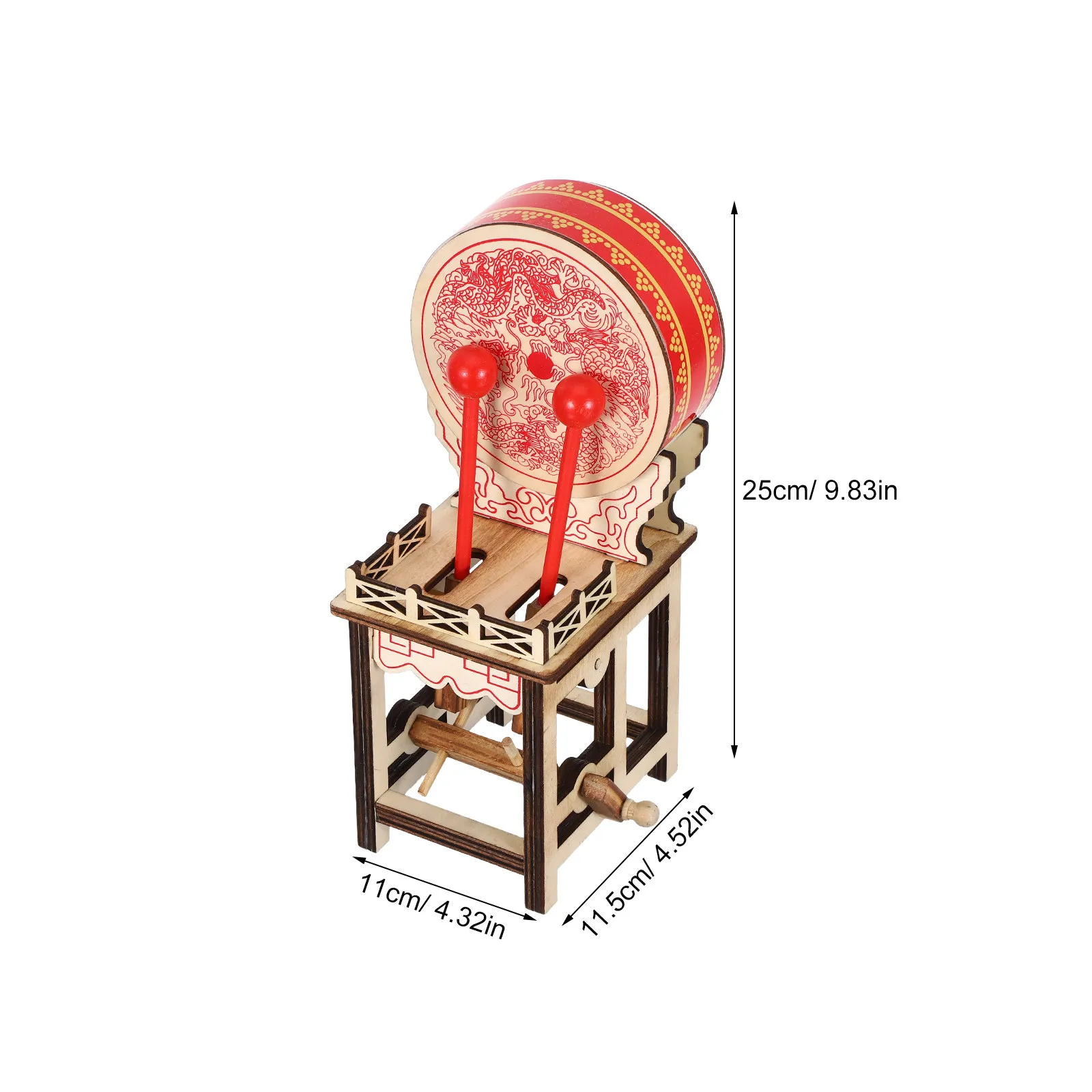 Miniature Chinese Wooden Drum Tiny Traditional Table Musical Instrument Decoration Zen Garden Small Success Ornament