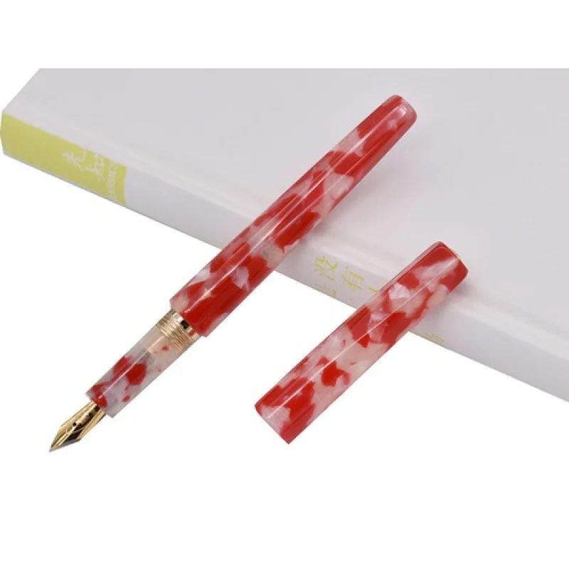 

A+ Fuliwen целлулоидная перьевая ручка с ромбом, красивый красный цветок, иридиевое золотое перо