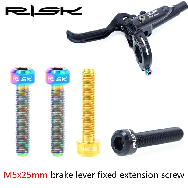 

RISK 2pcs M5x25mm Titanium MTB Bike Brake Levers Fixed Bolt for Guide R RS RSC Mountain Bike Brakes Handle Grip Clamp Ring Screw