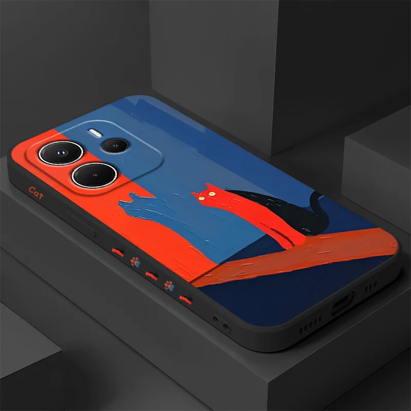 

Sunset Cat Phone Case For Xiaomi Redmi Note 14 13 12 12S 11 11S 10 10S 9 9S 14C Pro Plus 4G 5G Liquid Silicone Cover