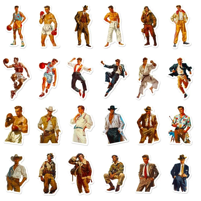 50 peças adesivos decorativos de graffiti criativos de menino forte de desenho animado