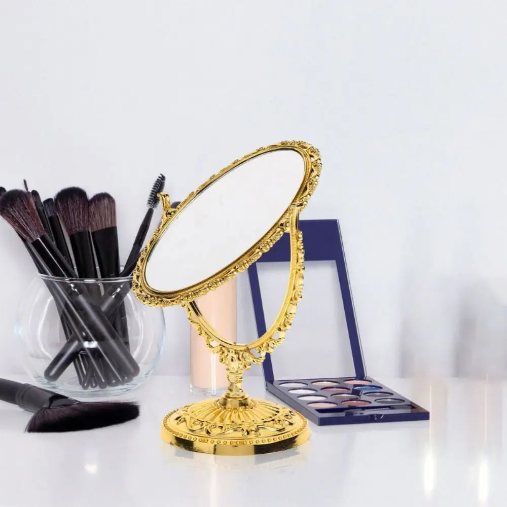 Double-sided Rotation Makeup Mirror 360 Degree Rotation High Definition Desktop Makeup Mirror With Frame Vintage Cosmetic Mirror