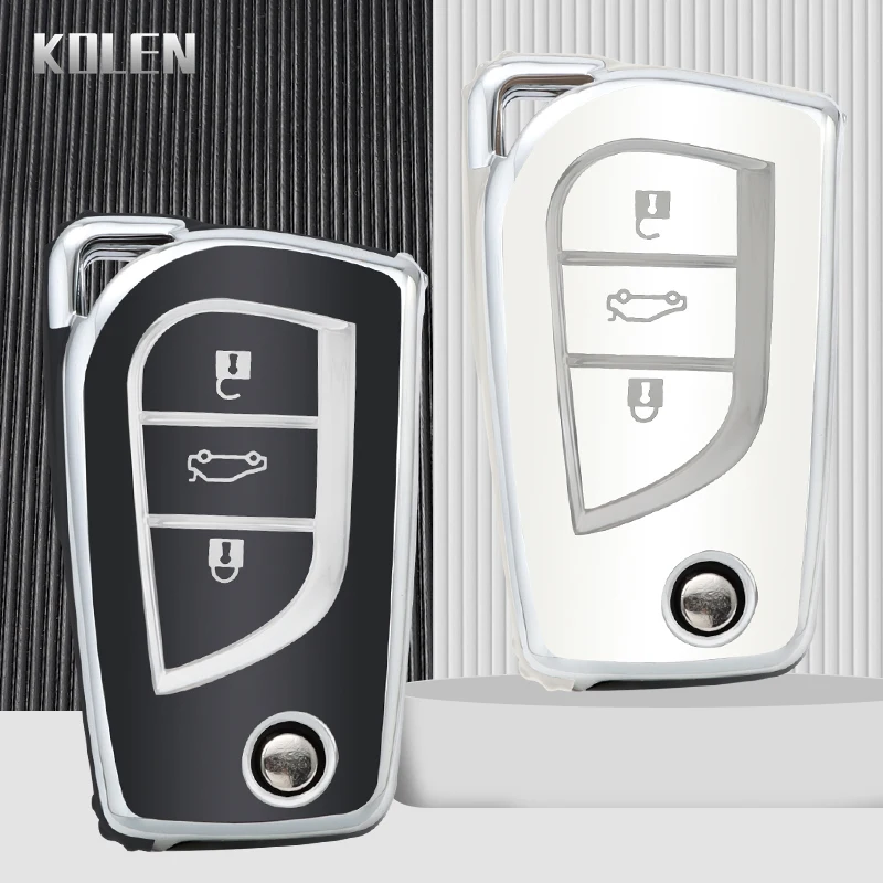 حافظة مفاتيح عصرية للسيارة من مادة البولي يوريثان غطاء فوب لسيارة تويوتا أوريس كورولا أفينسيس فيرسو يارس أيجو سليل TC IM كامري RAV4 فورتورنر هايلكس