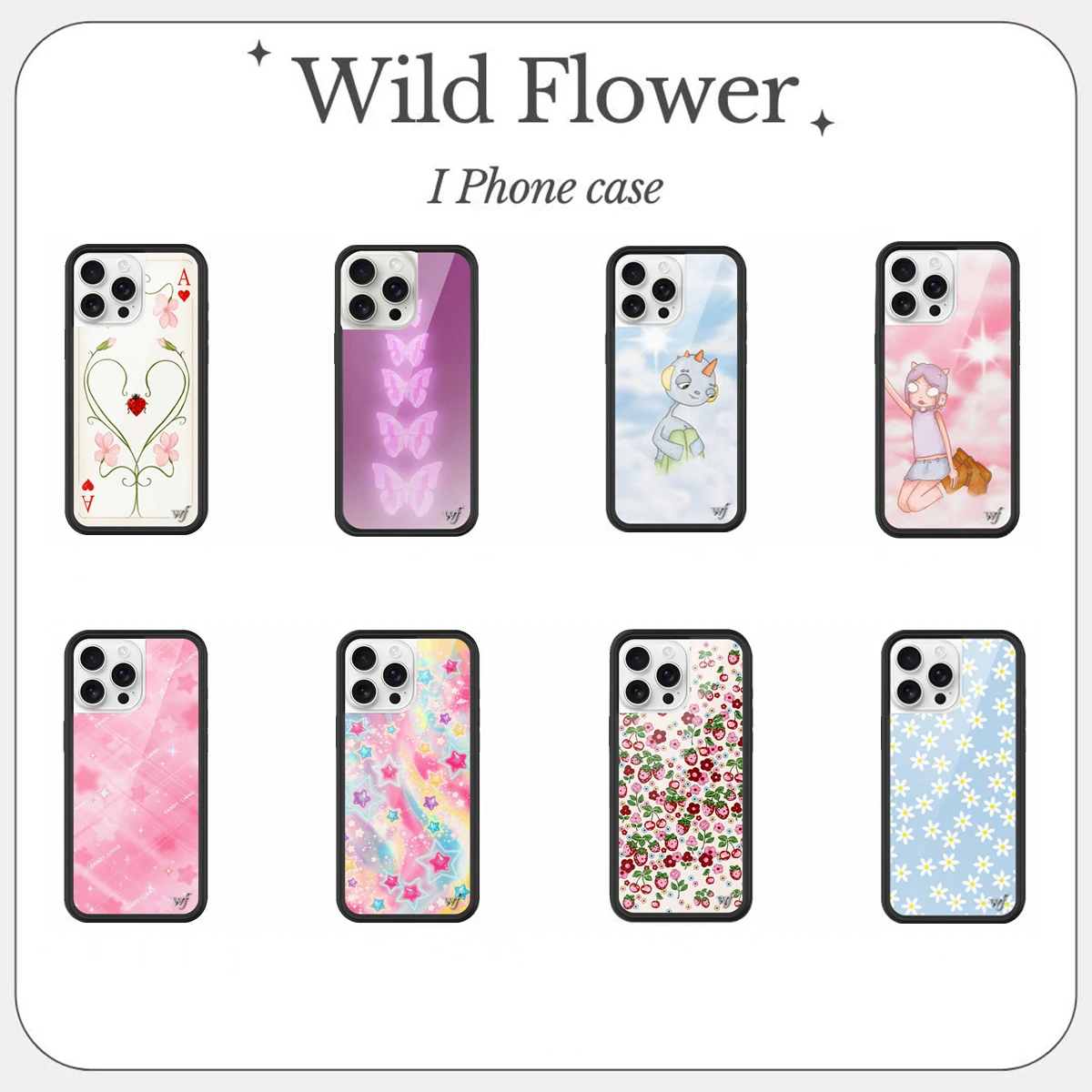 Wildflower 3D Ins Strawberry cherry Phone Case for iPhone 16 15 14 13 12 Pro Max Plus 16pro 15pro WF Cute Cartoon Cover Funda