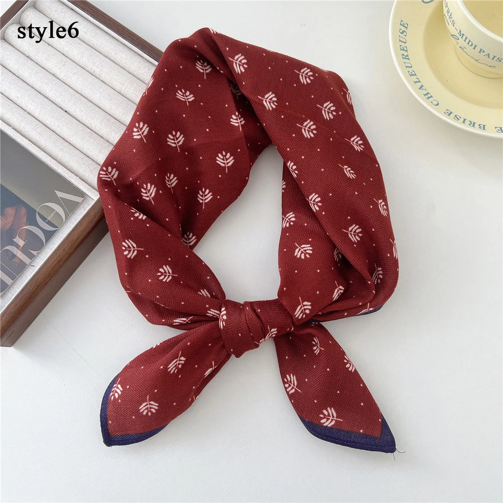 65cm Cotton Linen Square Scarf  Luxury Floral Print  Women Soft Hair Scarf Handkerchief Ladies Neck Scarves Cute Head Scarfs