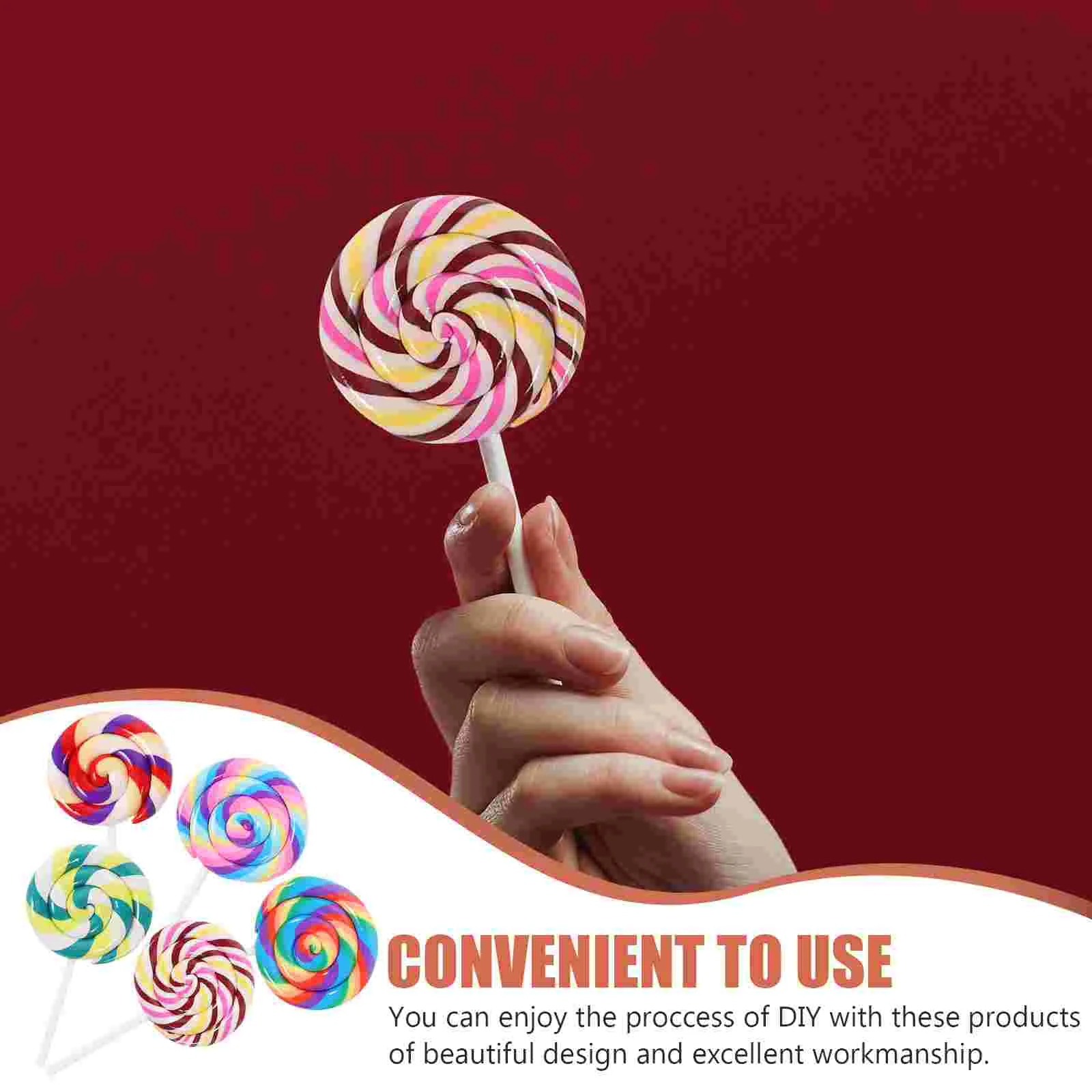 5 PCS Simulation Lollipop Large Decorations Candy Photo Prop Giant Big Lollipops Toy Accessories Clay Child