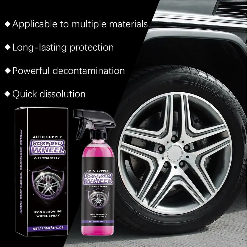 Tire Cleaner Spray 120ml Gentle Car Wheel Cleaner High Gloss Tire Cleaner Waterproof Wheel Care Products Rim Cleaner Spray For