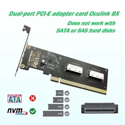 Oculink PCIe 3.0 4.0 X16 To Dual SFF-8612 8i SFF8611 8x VROC Adapter for Mainboard SSD Graphics Card PCI-Express 16x 80pin NVME